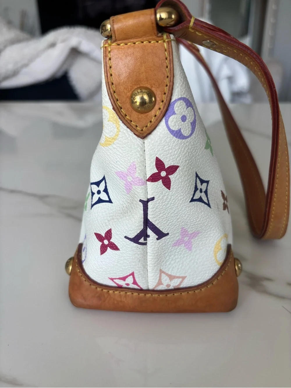 Louis Vuitton Eliza Takashi Murakami White Multicolor Monogram Shoulder Bag - Picture 6 of 12